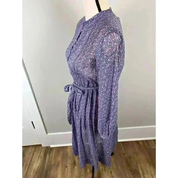 Vtg 70's David Warren Maxi Floral Peasant Dress Pleated Sheer Women's 6 Prairie - Picture 5 of 12